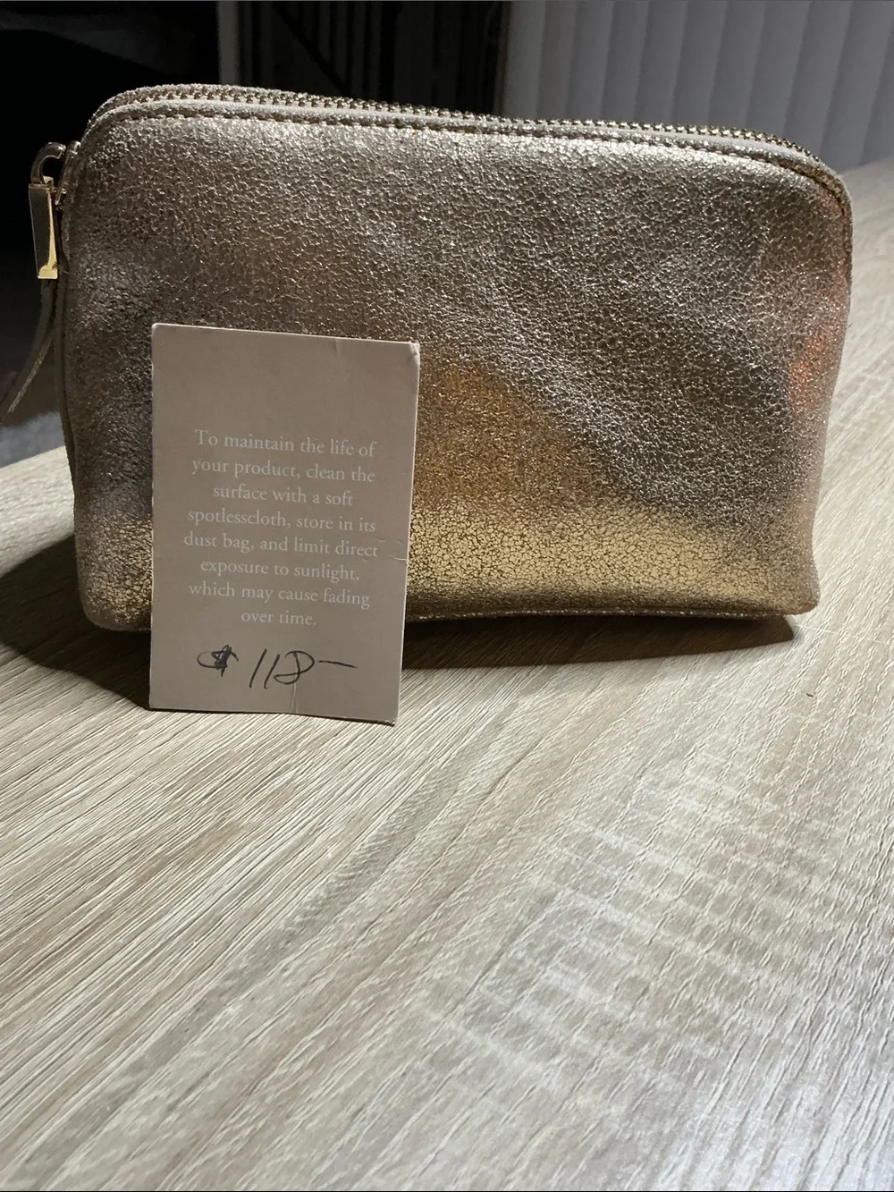 Metallic Gold Cosmetic Pouch Wristlet - India Hicks London.